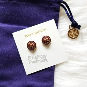 Tory Burch Melodie Stud Red Earrings with Dust Bag
